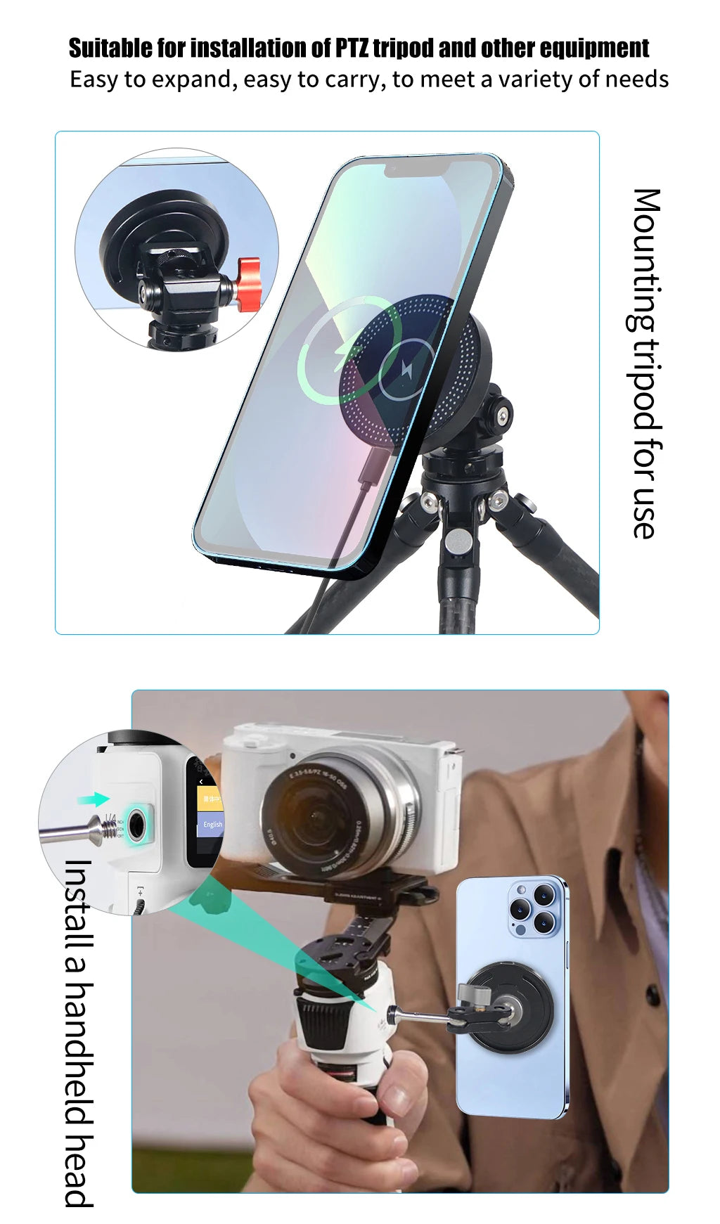 10W Magnetic Wireless Charger Phone Stand Holder for iPhone 14 13 Pro Max MagSafe 1/4 Quick Release Magnet Fast Charging Station
