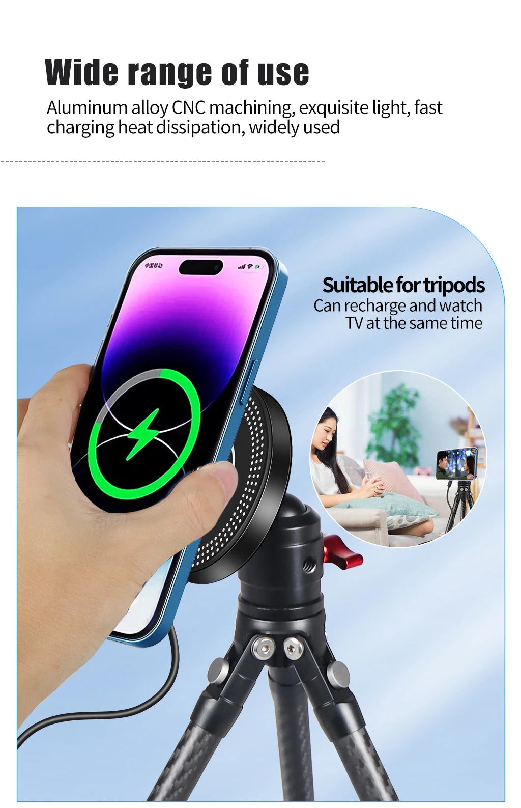 10W Magnetic Wireless Charger Phone Stand Holder for iPhone 14 13 Pro Max MagSafe 1/4 Quick Release Magnet Fast Charging Station