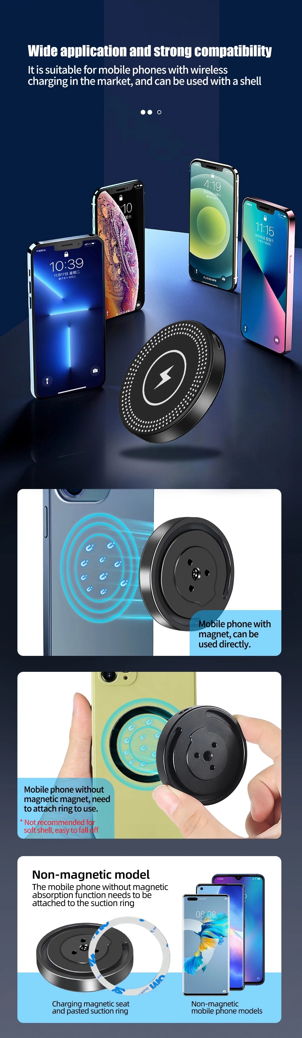 10W Magnetic Wireless Charger Phone Stand Holder for iPhone 14 13 Pro Max MagSafe 1/4 Quick Release Magnet Fast Charging Station