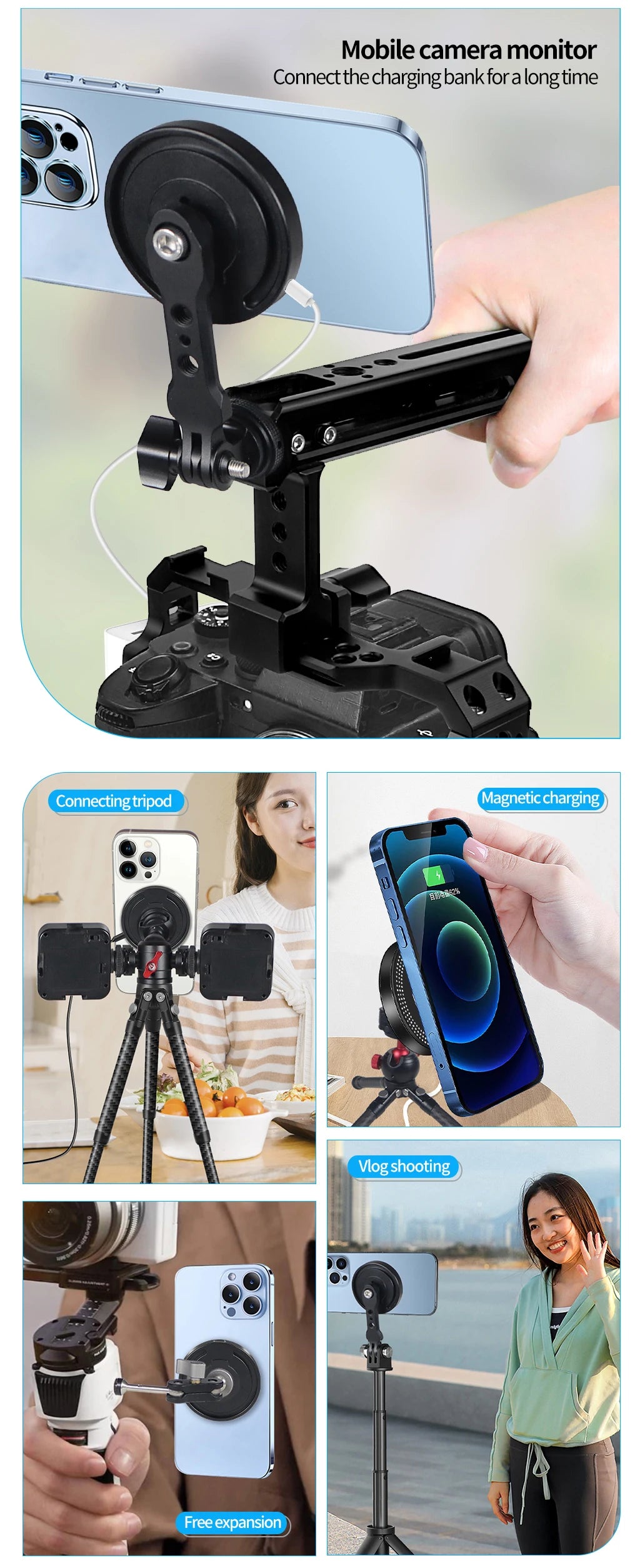 10W Magnetic Wireless Charger Phone Stand Holder for iPhone 14 13 Pro Max MagSafe 1/4 Quick Release Magnet Fast Charging Station